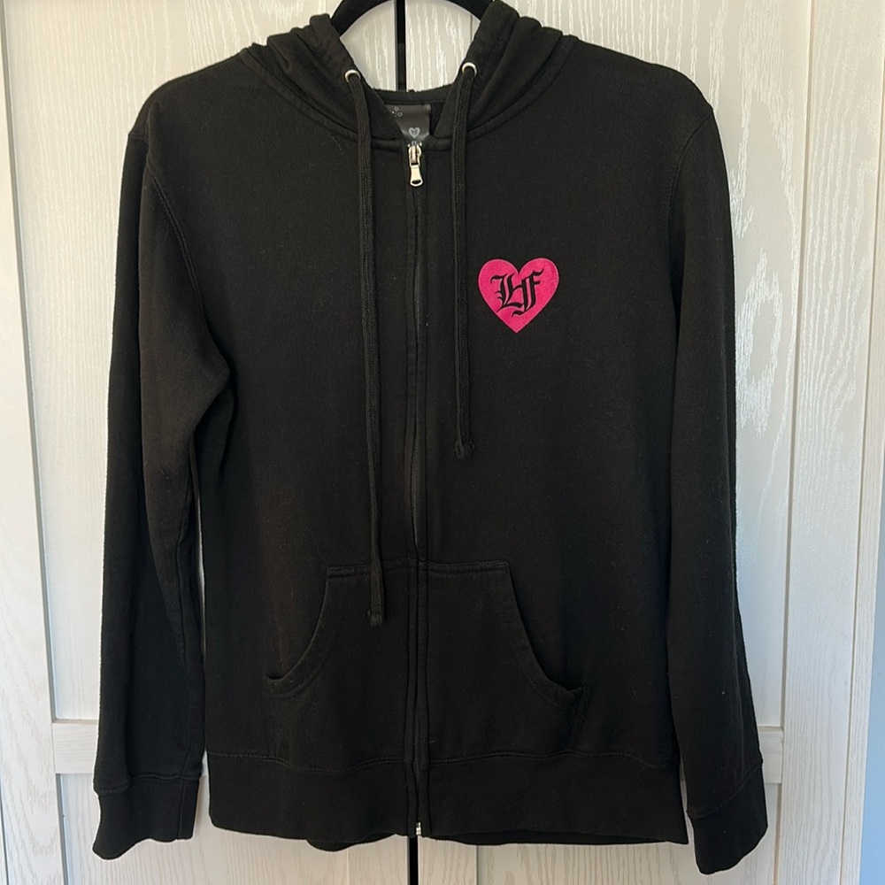 Loungefly Sugar Skull‎ Day of the Dead Zip Up Women's Black Hoodie Size Small - Picture 2 of 8
